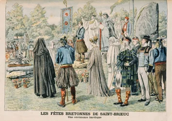 Bardische ceremonie in Saint-Brieuc, Bretagne, illustratie uit 
